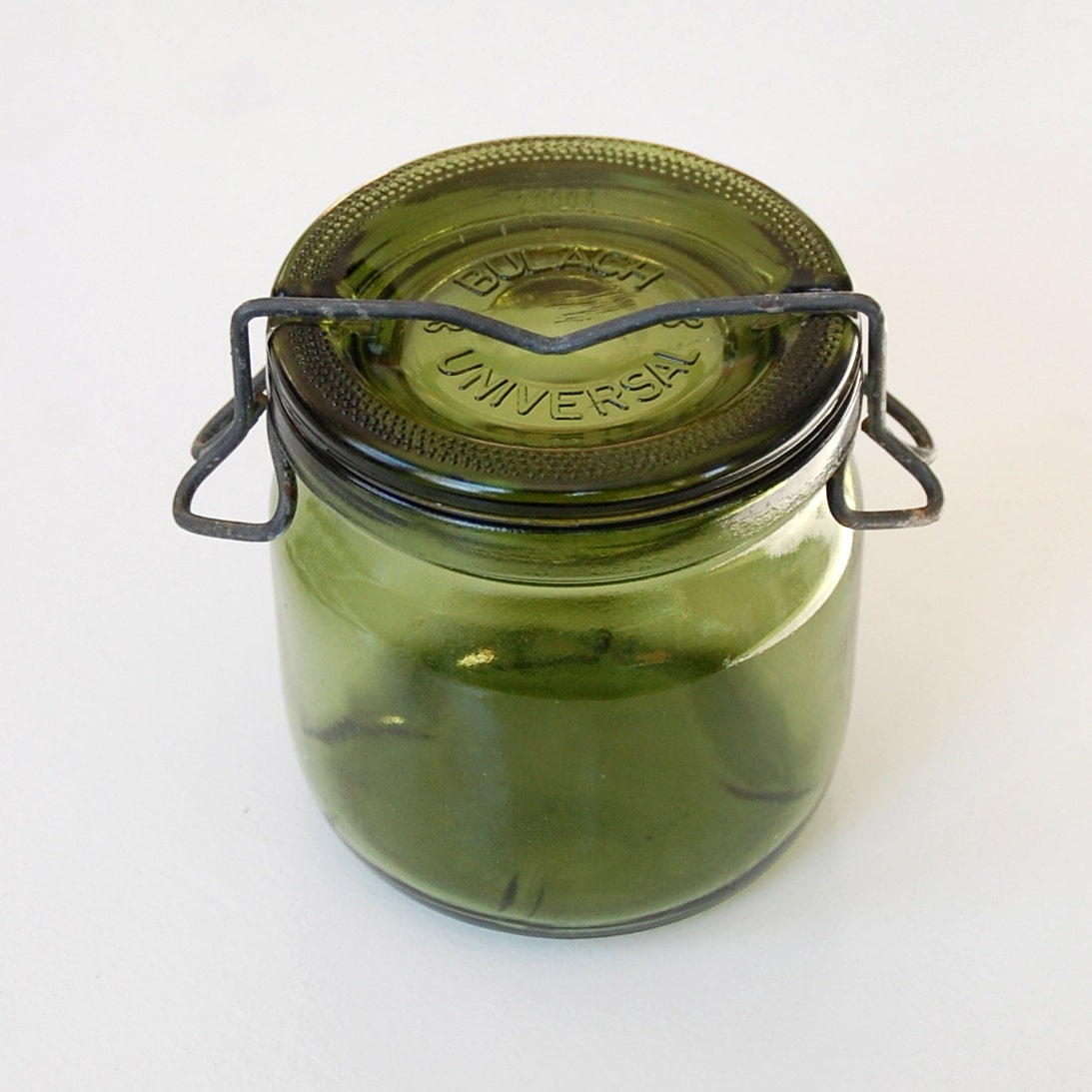 Vintage Green Glass Fruit / Canning Jar Made in by BrickFarmhouse