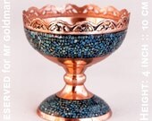 Hand Made Turquoise inlay Copper Candy Dish            / RESERVED for Mr Goldman