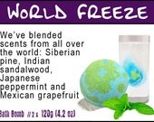 2 x World Freeze Bath Bombs  // 2 x 120g (4.2oz) // Fresh Natural Handmade Vegan Bath Bombs Fizzies