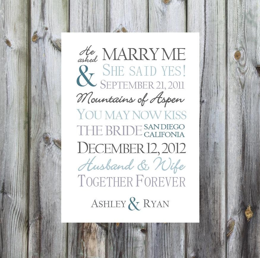 Important LOVE STORY WEDDING Dates Print. Engagement & Wedding. Personalized and Fully customizable - Typography Subway Art in 5x7 or 8x10
