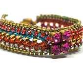 OOAK Friendship Opulent Crystal  Bracelet made with crystal chain and 24k gold plated signature tag. and sparkling crystal stones.