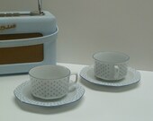 60s Seltman Weiden West Germany porcelain Teacups w saucers - Set of 7