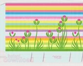 Colorful Spring Treat Candy Bag Printable Template Multicolored Stripes Grass nad Flowers Easter printables Il_170x135