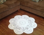Large Soft Round Doily Rug Soft for Baby Nursery (shown in Snow White)- Wedding Crochet 39" Thick Sunshine Home Decor Many Color Choices