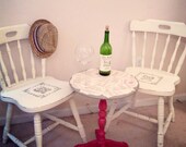 Vintage Pink End Table with French Decoupage- shabby chic furniture 