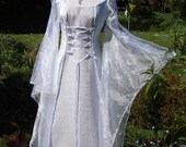 White and lilac Galadriel Celtic  goddess medieval renaissance lotr Handfasting wedding gown / dress 8 TO 14