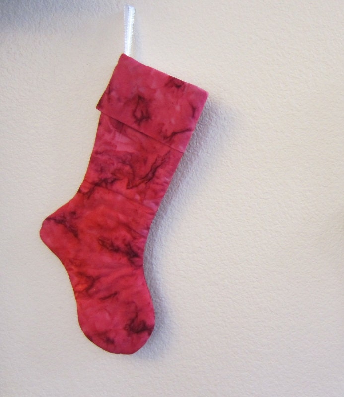 Personalized Magenta Pink Christmas Stocking - Fun, Colorful, Funky, Bright, Batik - Rhinestone or fabric personalization