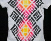 Geometric Tshirt Graffiti - Mayan Astral Fire - Women's Small - Trippy Shirt
