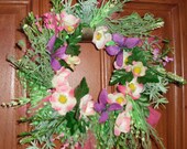 Spring Green Polka Dot and Hot Pink Tulle Wreath
