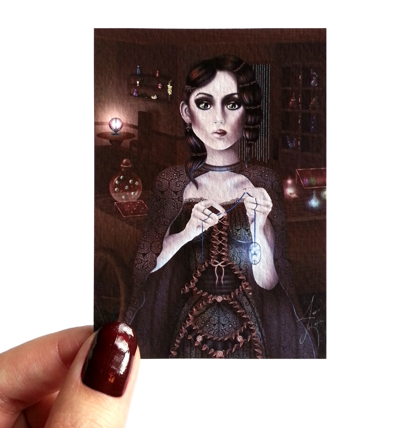 Gypsy Cart ACEO Digital Painting Giclee Fine Art Print Archival Character Magic Illustration Original 2 1/2 x 3 1/2 Trading Card