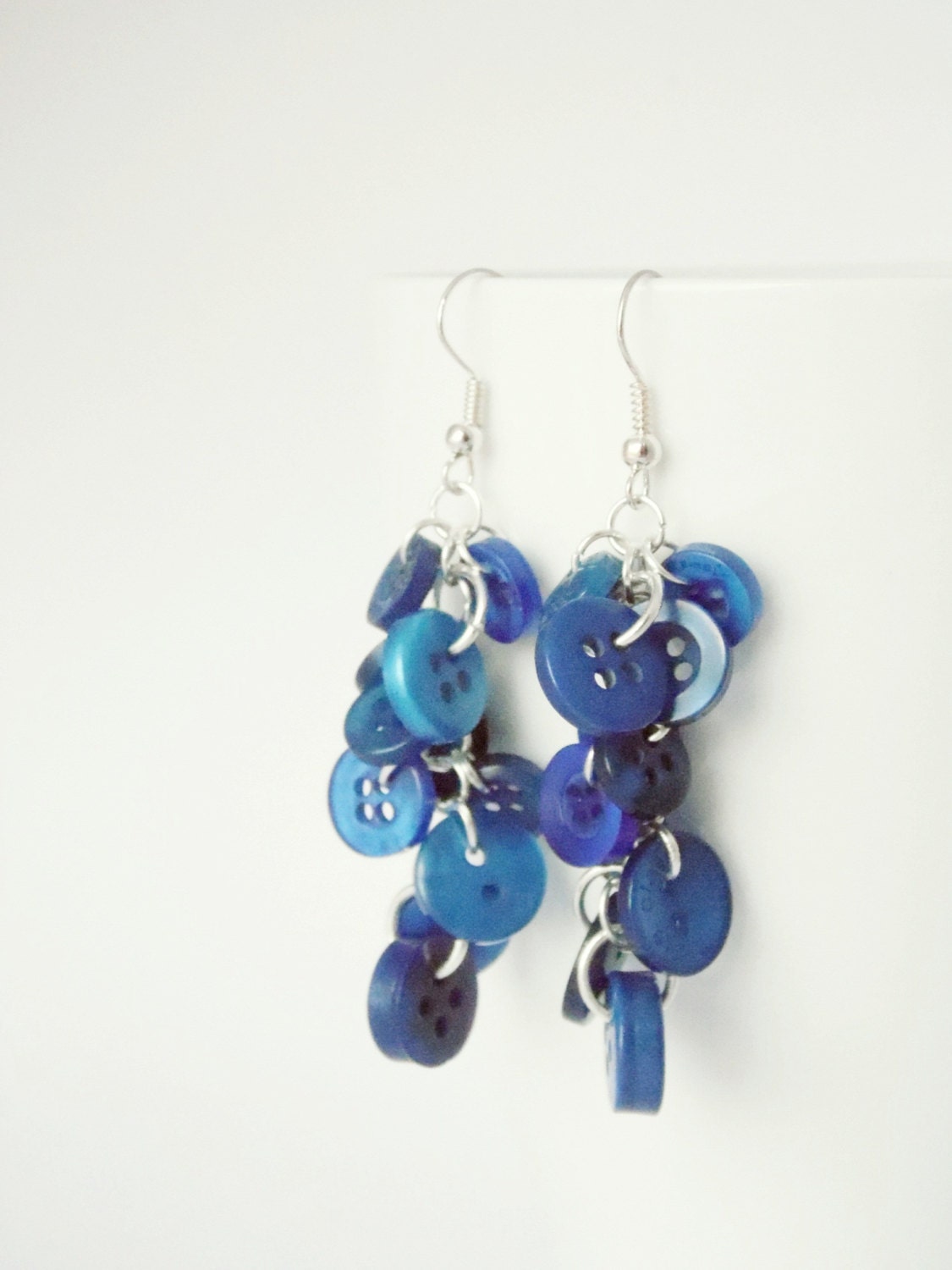 Blue Cluster Button Earrings