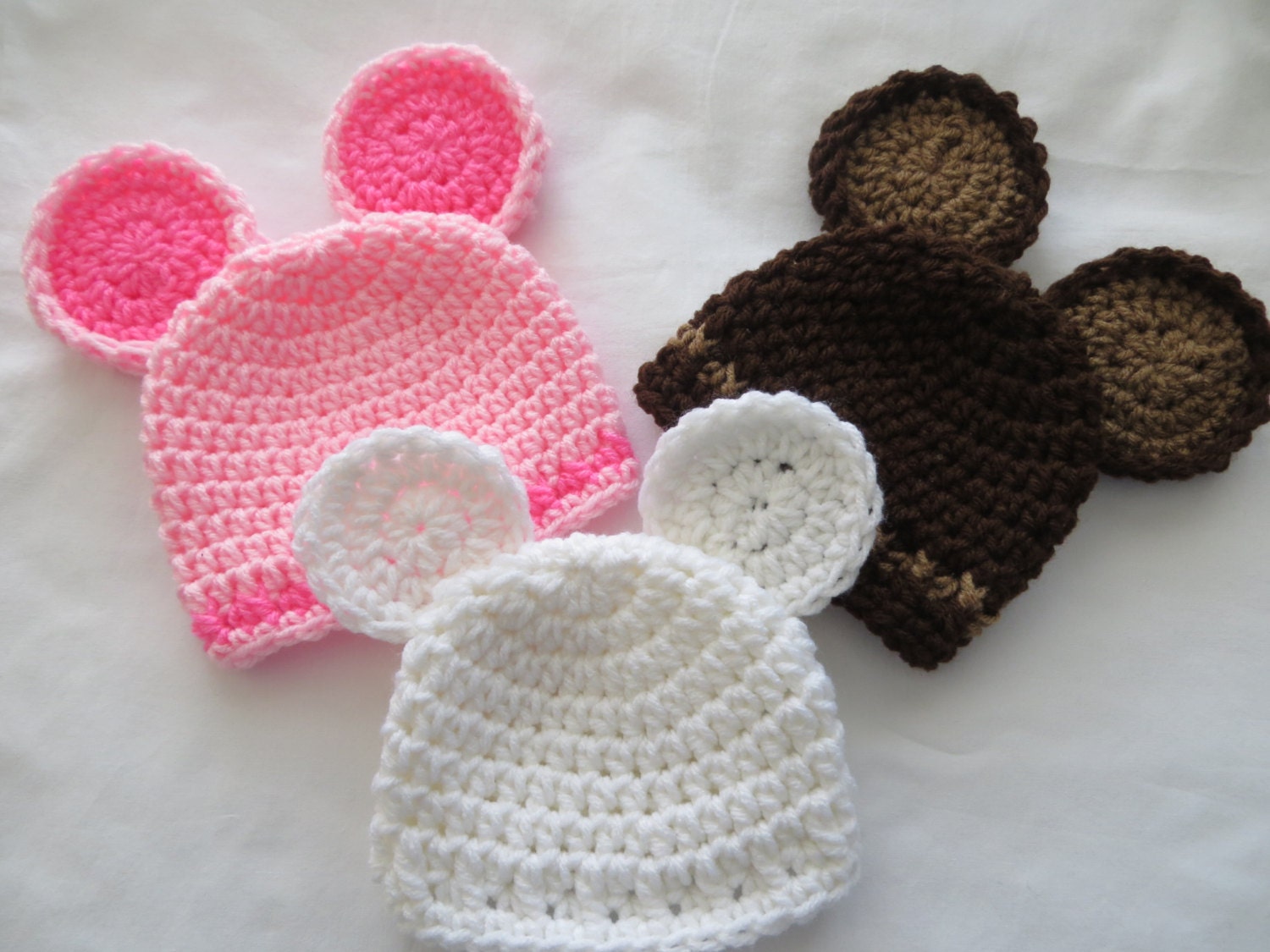 NEWBORN Baby Luv Hand-Made Crocheted TEDDY BEAR Hat/Beanie Photo Prop