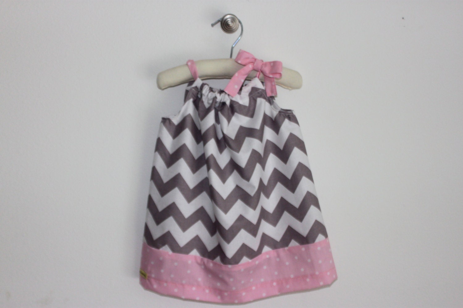Girls dress, Chevron pillowcase dress with shoulder tie, toddler dress, handmade clothing by WillowBeeApparel