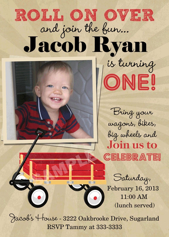 Little Red Wagon Birthday Party Invitations - printable Il_570xn
