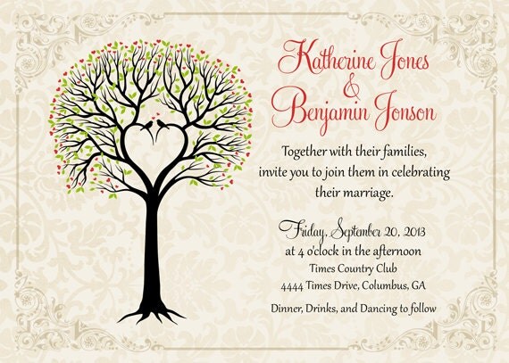 Love Birds Tree Wedding Invitation - Printable Il_570xn
