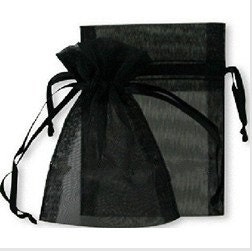 50 pcs 3.6'' x 4.8'' Black  Organza Gift Pouch Small Organza bag Mini Wedding Favor Jewelry Candy Bag