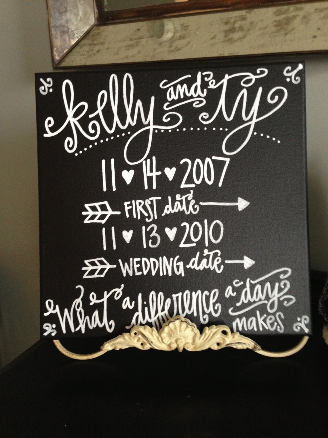 custom 12x12 "what a difference a day makes" canvas