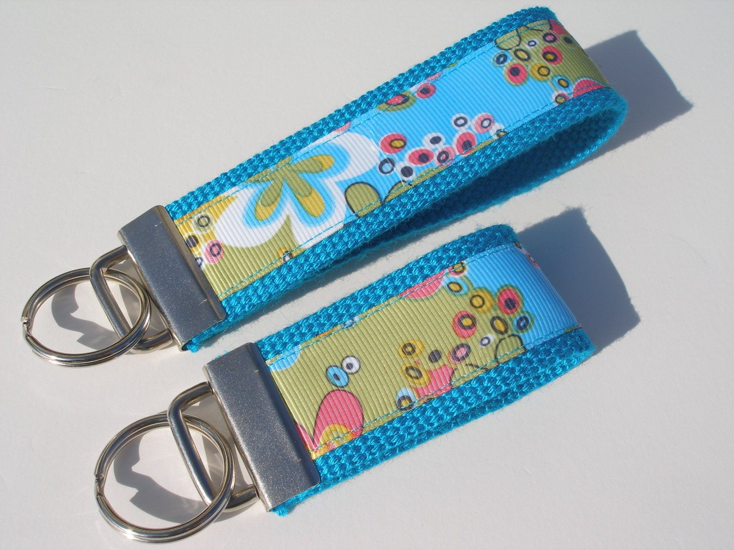 Floral Garden Key Fob - Key Ring, Key Chain - choices of sizes, full wrist or mini