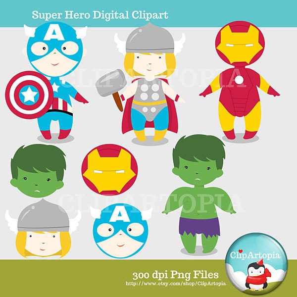 Super Hero Digital Clipart for Personal and commercial use /INSTANT DOWNLOAD Il_570xn