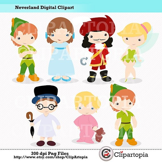 Neverland Digital Clipart / Cute Peter Digital Clipart For Personal and Commercial Use / INSTANT DOWNLOAD Il_570xn