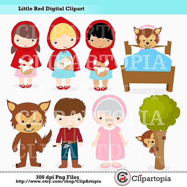 Little Red Digital Clipart For Personal And Commercial Use / INSTANT DOWNLOAD Il_570xn