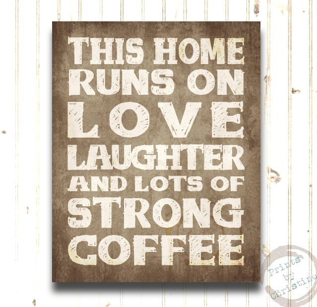 This Home Runs On Love...Coffee Subway Sign Print Custom Family Word Art Typography Kitchen Art