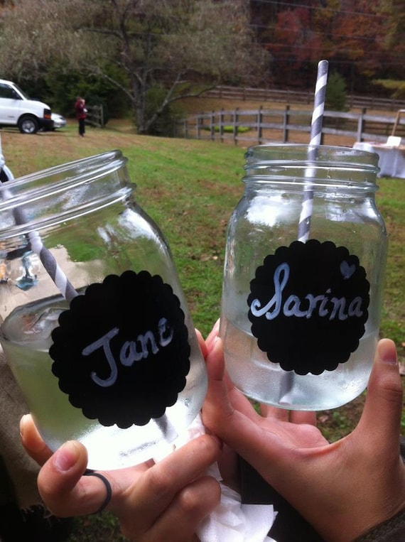 50 Chalkboard Name Tags for Mason Jars by TheBurkeStopsHere