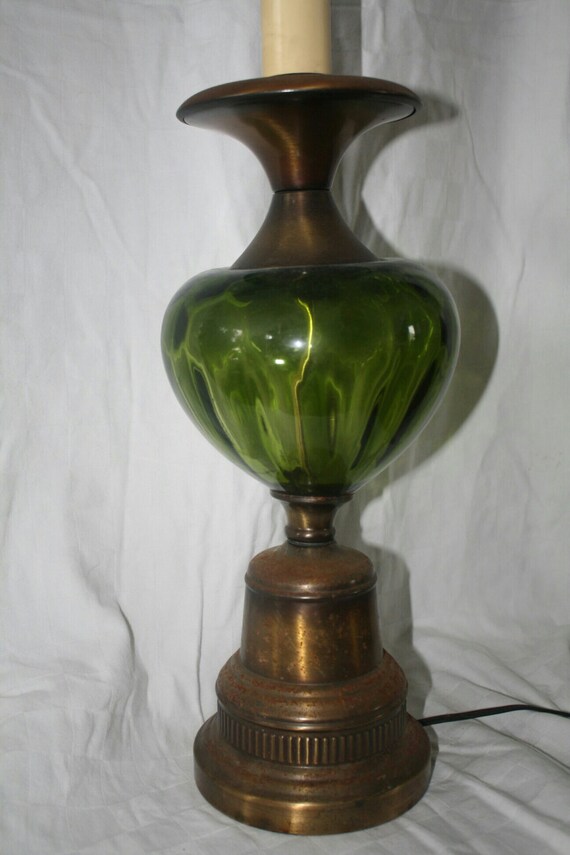 Vintage green glass lamp green table lamp by NikkisFunFinds