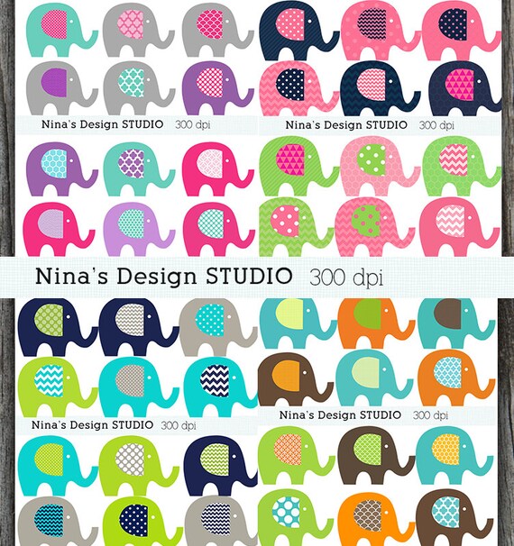 Sale/60 % 0ff/Instant Download/ 48 Elephant Clipart Bundle /Scrapbooking Il_570xn