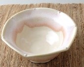 Handmade ceramic bowl, porcelain, frosted pink.