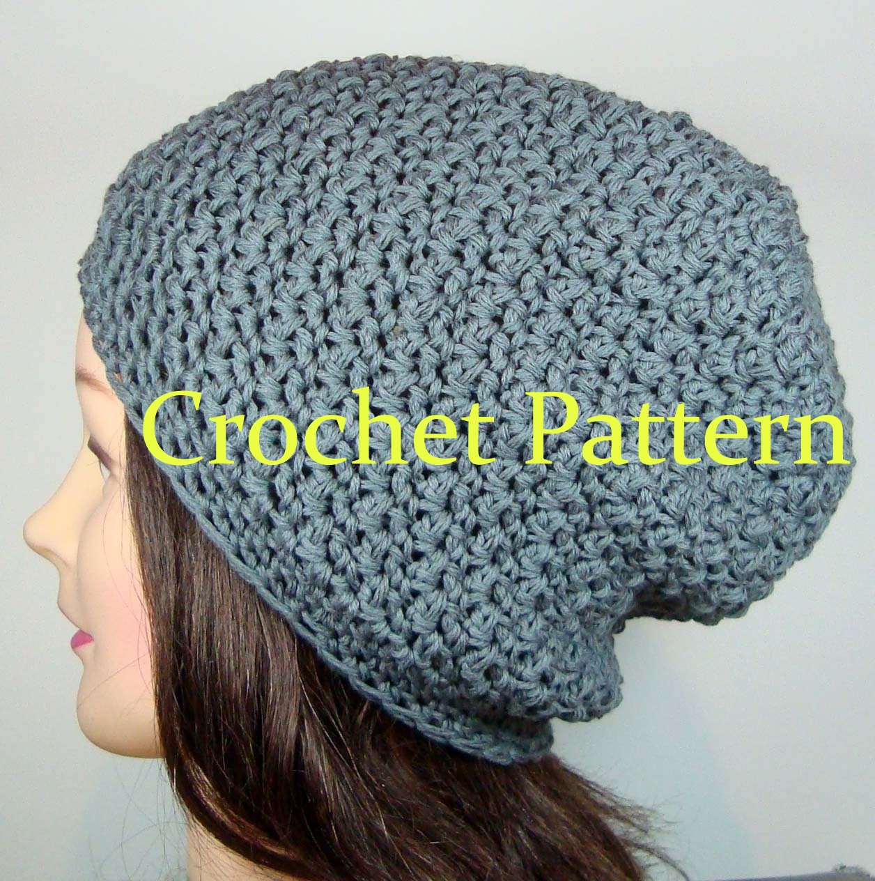 Crochet Pattern for Textured Slouch Beanie Hat, Griddle Stitch, PDF File Instant Download