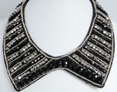Black Peter Pan Collar, Beaded Detachable Collar Necklace, Vintage Inspired Swarovski Crystal Rhinestone Statement Necklace Choker-119748372