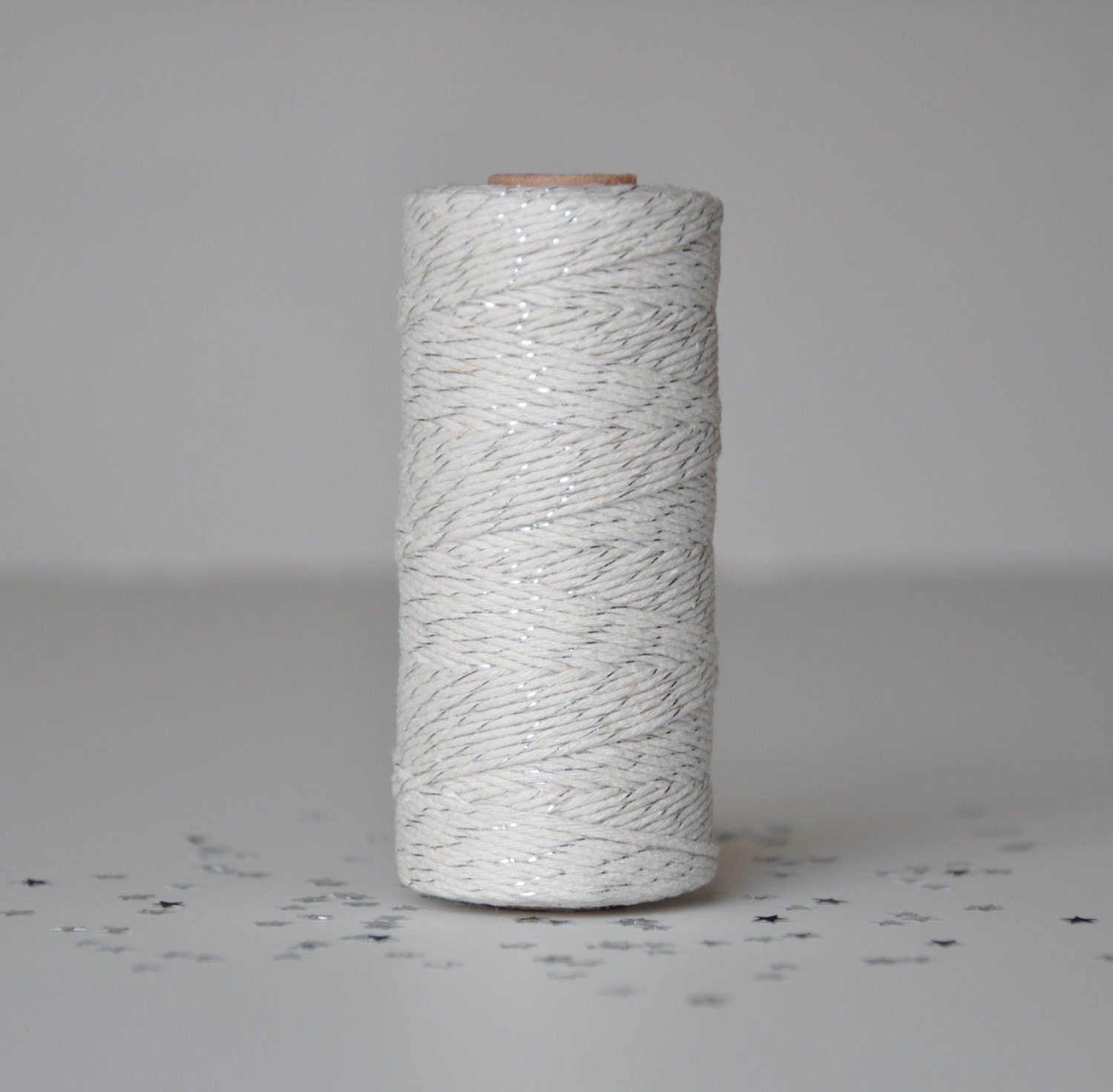 Silver Glitter Twine, Baker's Twine, Metallic Cotton, Shimmer