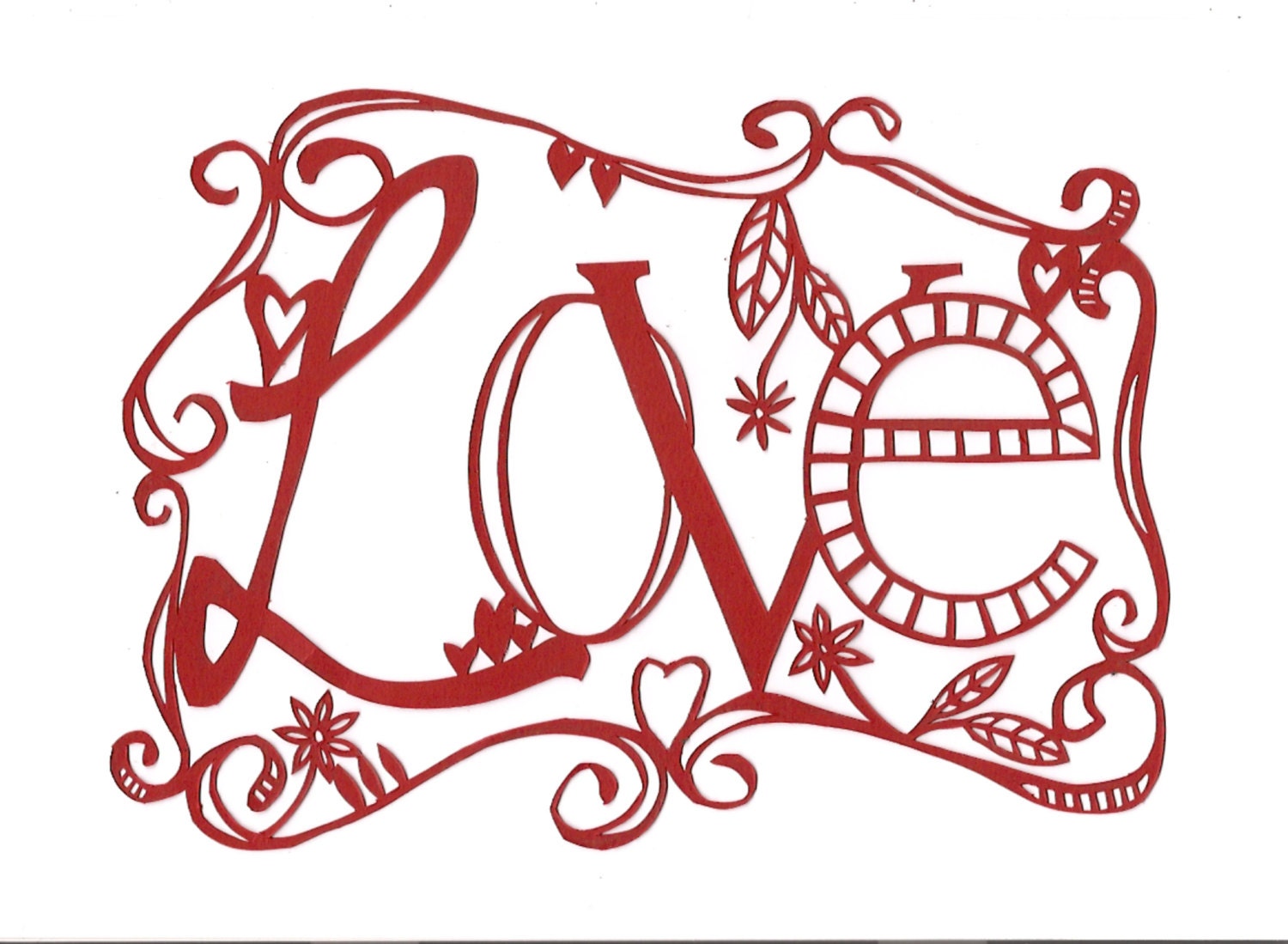 Love - Original Paper Cut - Red - Papercutwords