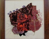 RED like WINE, hand embroidery, mixed media, wall hanging, wall decor, OOAK