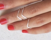 4 Chevron Above Knuckle Rings from Silver Plated Wire, Simple design.