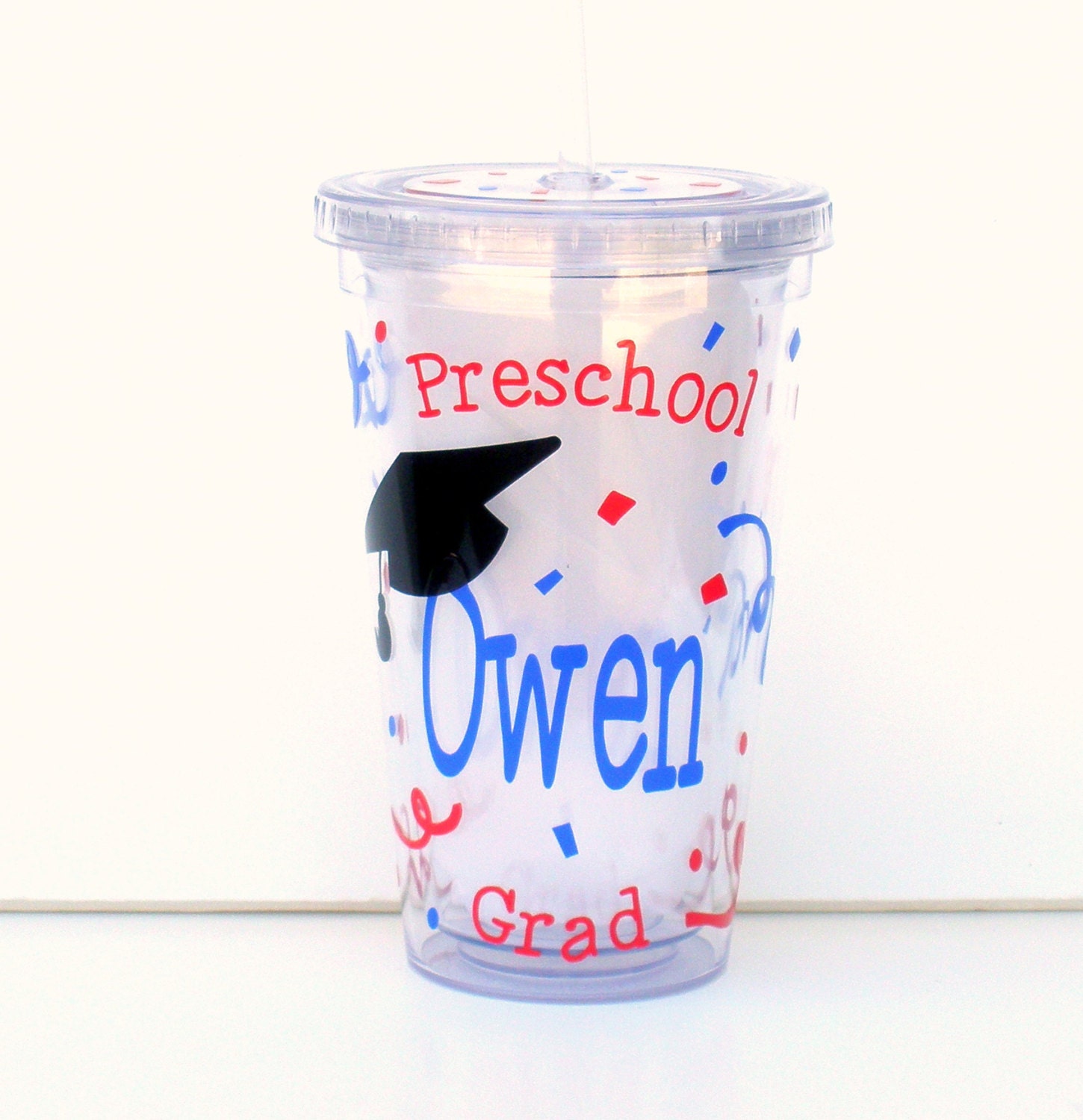 Personalized Preschool Graduation Double Wall Acrylic Tumbler With Lid and Straw