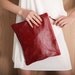 Leather clutch bag, red purse, zipper leather bag, minimalist clutch, gift for her, red pouch, cosmetics clutch, high fashion