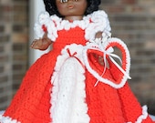 Lovely African-American Doll in Elegant Crocheted Valentine Attire