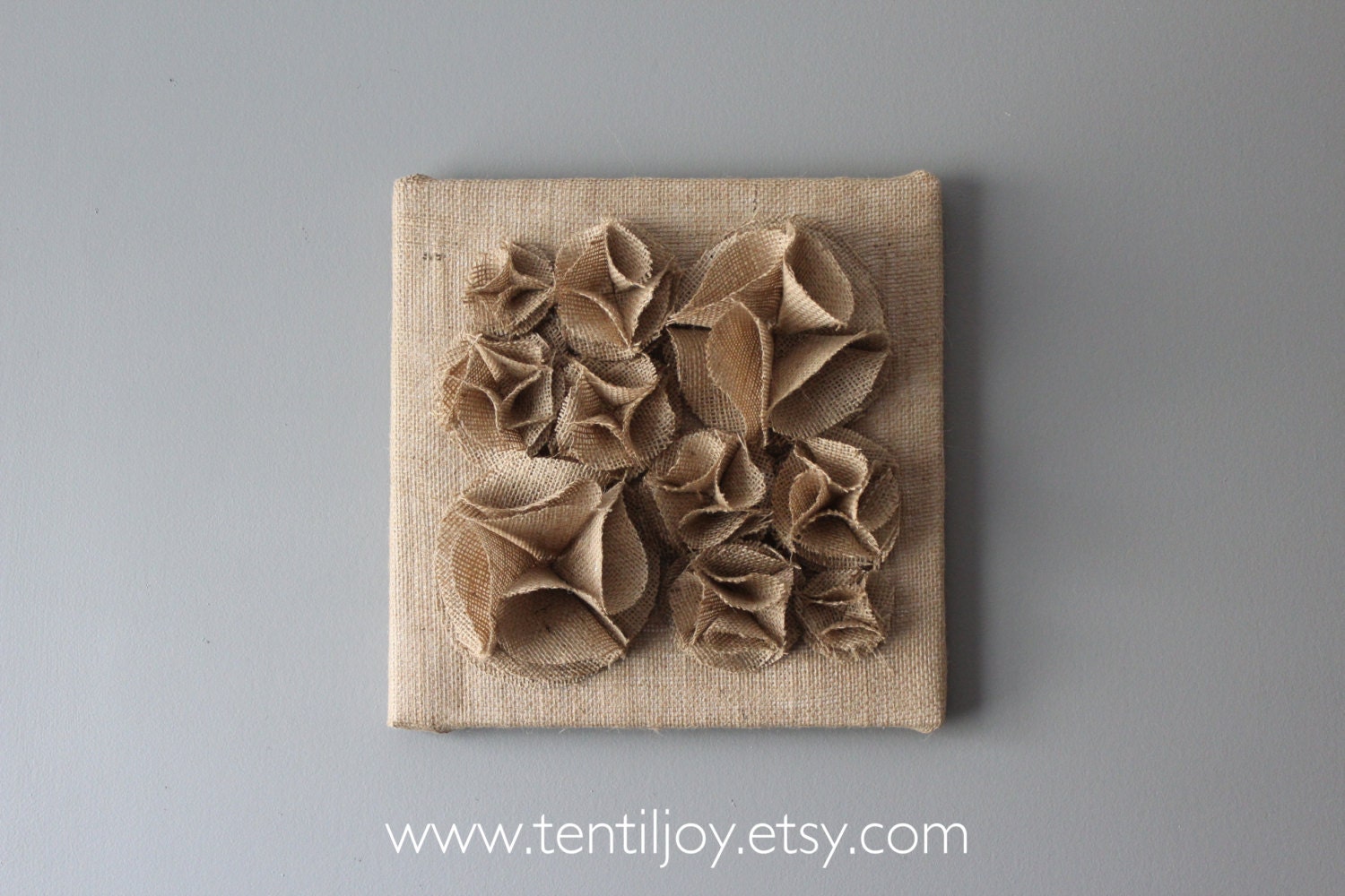 Burlap Brown 3D Wall Art Canvas, 12x12" Wall Hanging, Burlap Flower Wall Decor, Burlap Wall Art, Burlap Home Decor, Decoration, Nursery Art