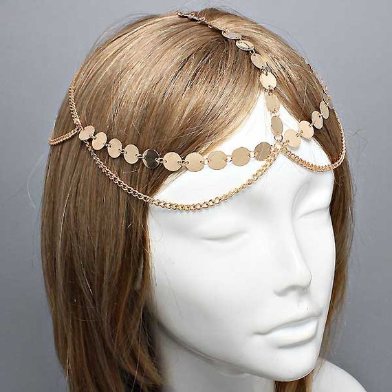 Bohemian Gold Coin Head Chain Headpiece By Allaboutmyjewelry