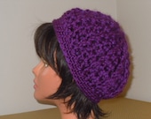 Crochet Chunky  Slouchy Beret - Plum - beanie  teens womens adult cap acrylic