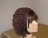 Crochet Chunky  Slouchy Beret - Chocolate - beanie  teens womens adult cap