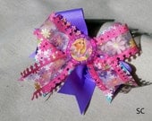 Girls Handmade Rapunzel with Flower Ribbon Hair Bow Clip - Discontinued - Santeen Creations