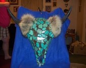 real animal taxidermy turquoise buffalo bison skull head mount skeleton part man cave