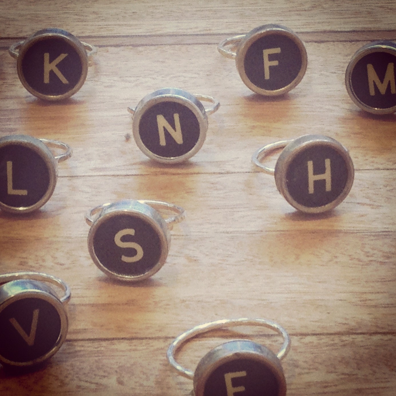 Sterling Silver adjustable rings made from Imperial 1934 Typewriter keys