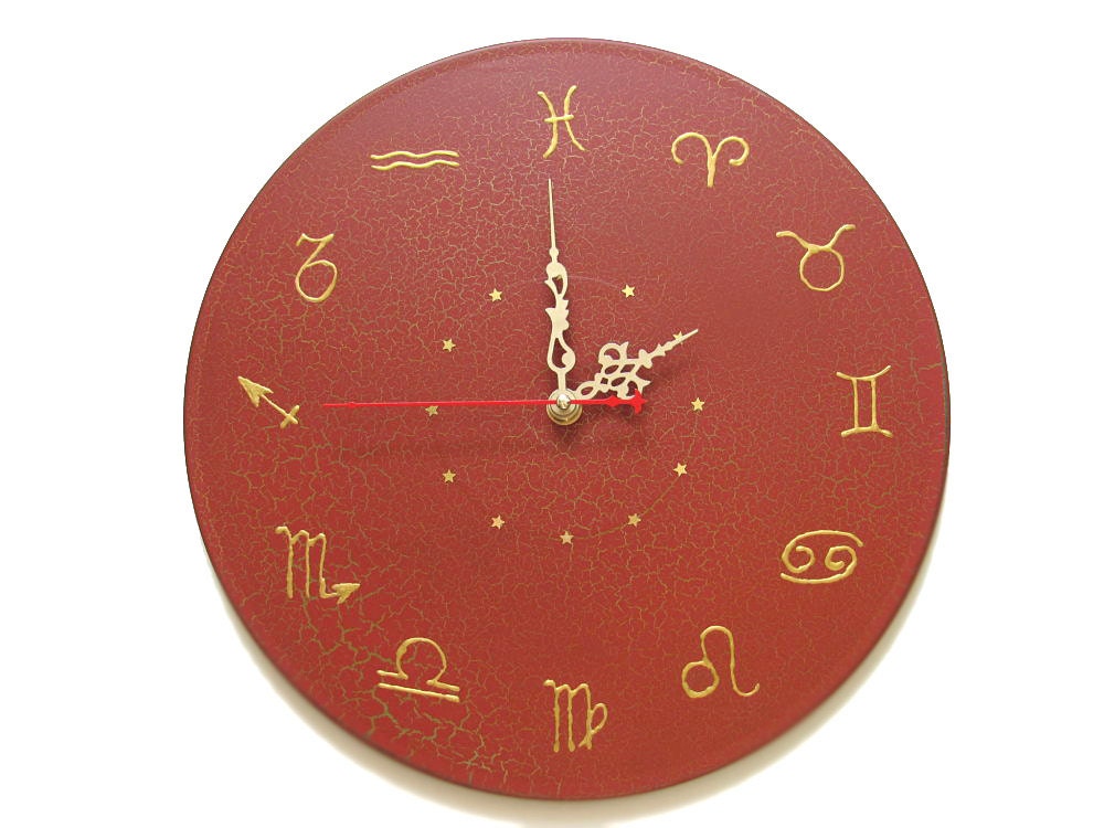 Wall Clock Zodiac, unique gift, brown wall clock, unique wall clocks, decorative wall clocks, unusual wall clocks, modern wall clocks - OlgaArtShop