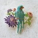 Teal blue Bird Brooch Pin. Bird broach or pendant.