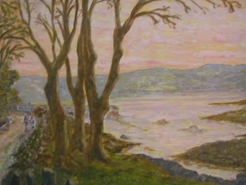 Vintage art, Connemara Lake, Ireland, Stanley Jackson, Northern Ireland, original oil painting, landscape painting, made in Ireland