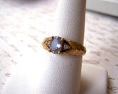 Vintage Gold Plated CZ Ring made in Korea